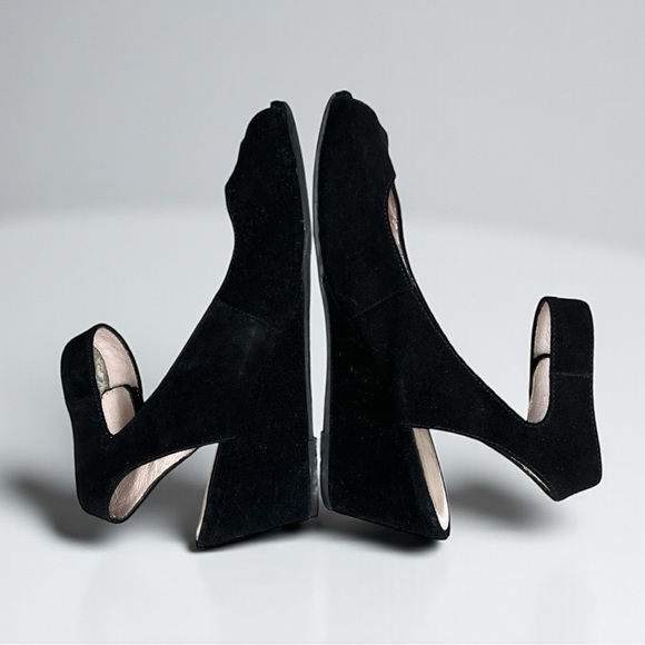 Sacha London Venice Peep Toe Wedge Sandal in Black Size 7 - Picture 6 of 10
